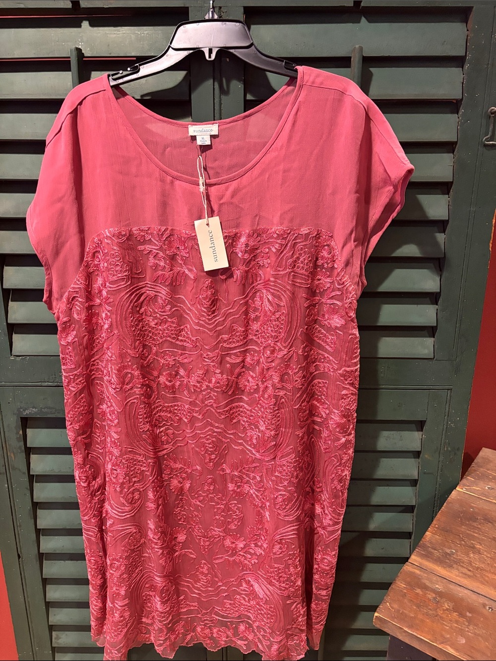 Sundance Rose-Pink Embroidered Short-Sleeve Tunic